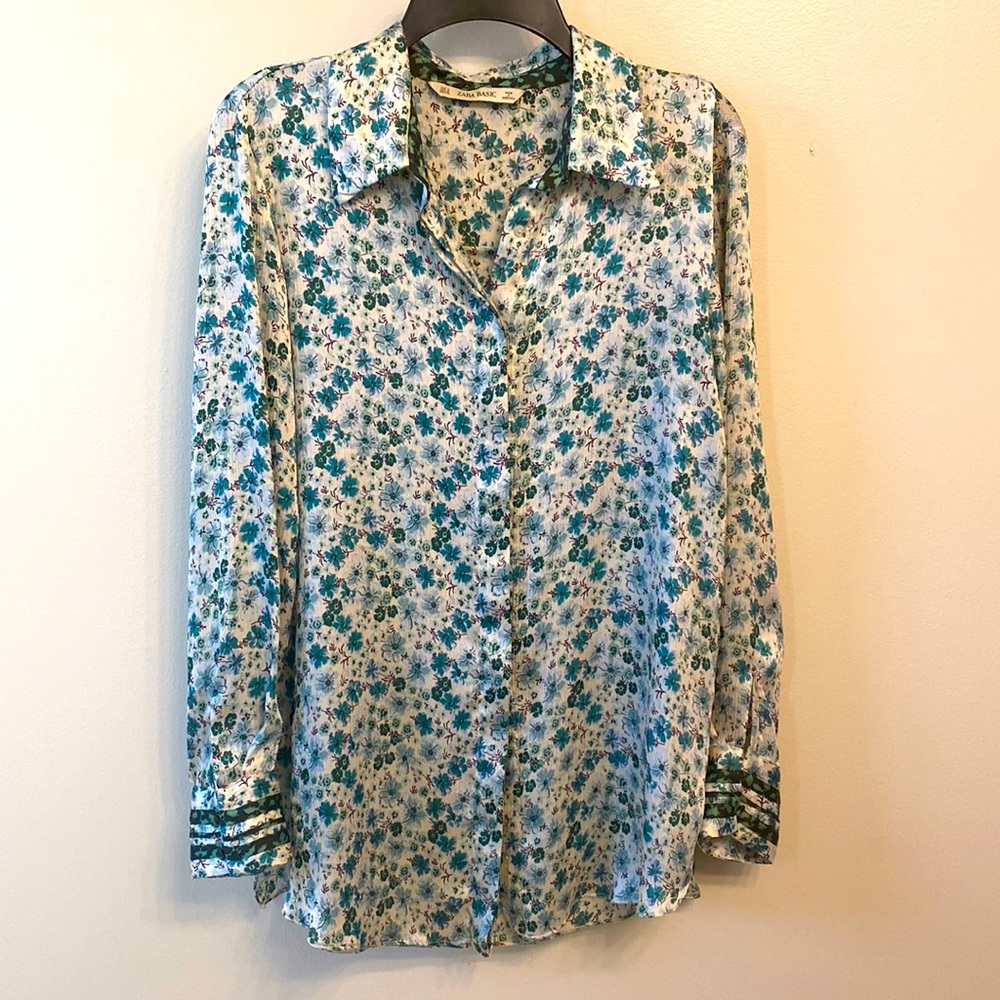 Zara Basic Multi Color Button Down Blouse. - image 1